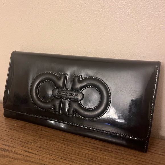 Salvatore Ferragamo Handbags - Salvatore Ferragamo Vintage Leather Wallet Gangini Black